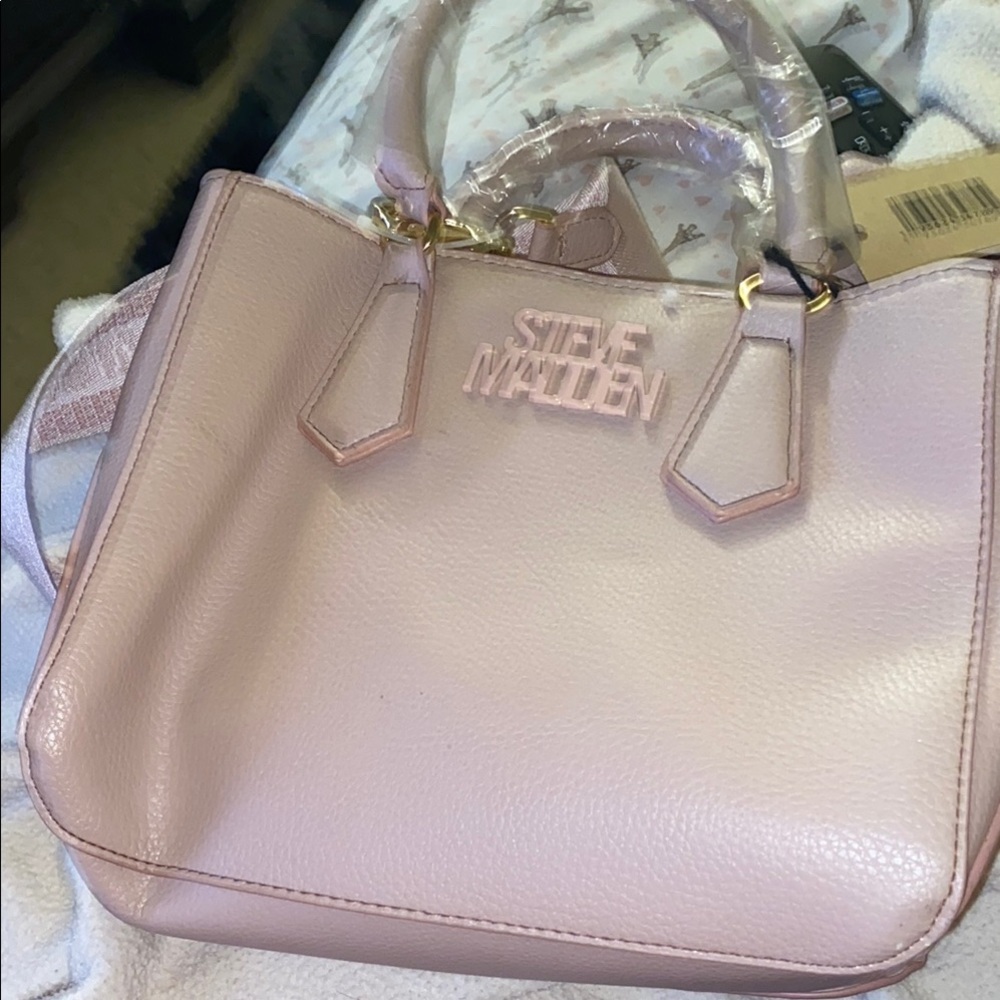 Steve Madden Pink Satchel with Gold-Tone Hardware